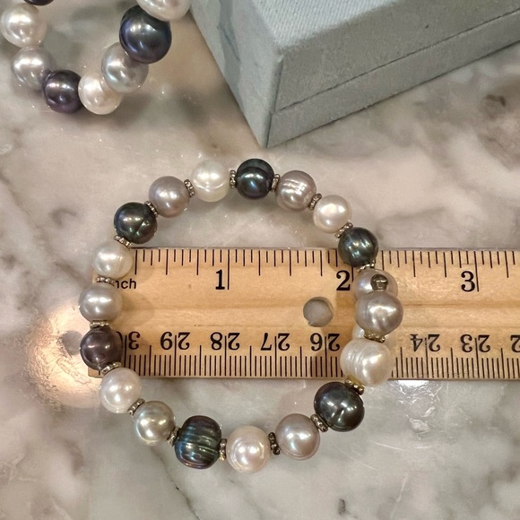 Vintage Handmade genuine Pearl bracelet. Black and white Pearls wrap bracelet - Picture 5 of 8